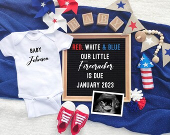 4th of July Pregnancy Announcement digital, 4th of July Baby Announcement, Firecracker Pregnancy Announcement, Editable Digital Template