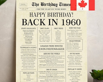 1960 Canada 65th Birthday Newspaper Poster (Digital Download)