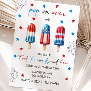 Invitación de paleta para el 4 de julio: Fiesta patriótica, plantilla editable