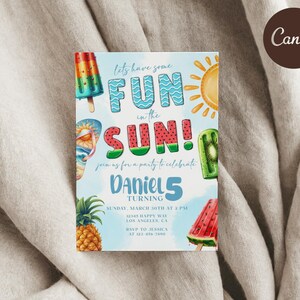 Summer Birthday Invitation: Fun in the Sun, Popsicle & Watermelon (Editable Template) image 2