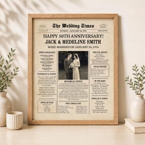 1976 Newspaper Poster – 50th Wedding Anniversary Gift for Parents (Digital Download) image 2