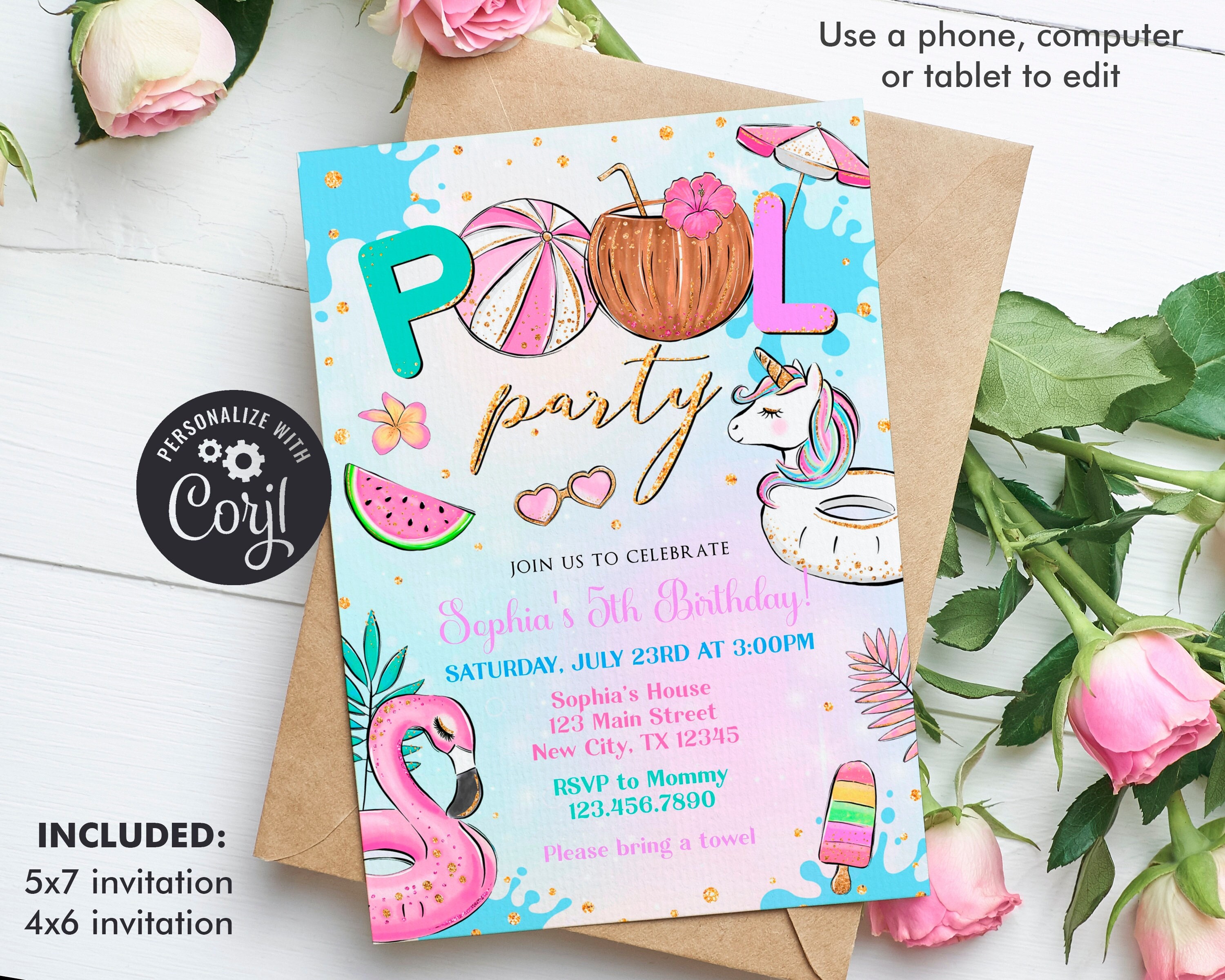 Pool Party Invite Etsy Canada Pool Party Invite Etsy Canada