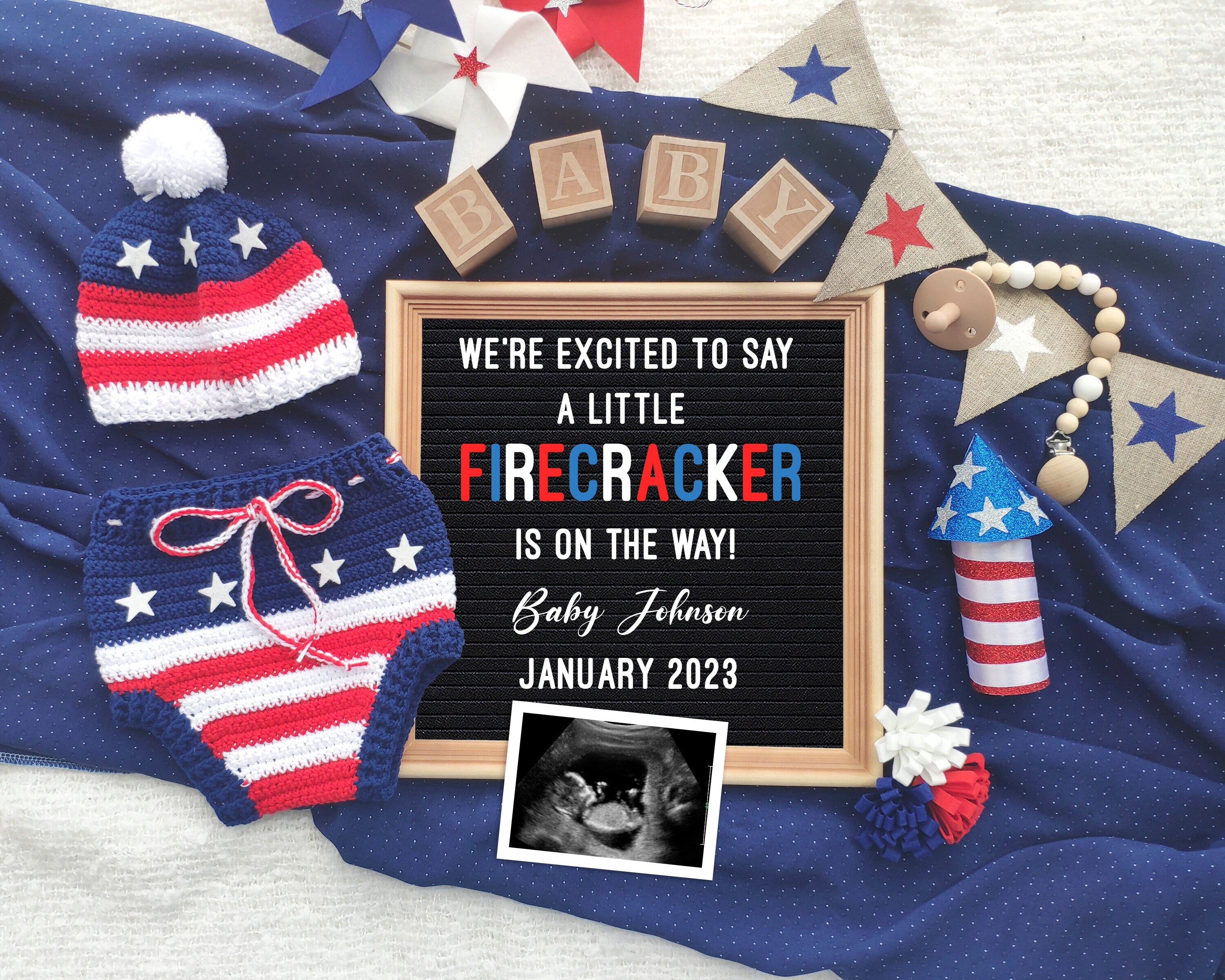 4th of july baby announcement big sister