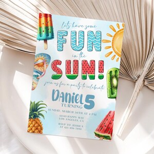 Summer Birthday Invitation: Fun in the Sun, Popsicle & Watermelon (Editable Template) image 7