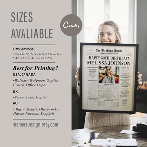 50th Birthday Newspaper Poster: 1975 Vintage Canva Template (Digital) image 4