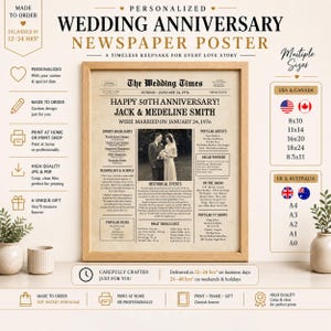 1976 Newspaper Poster – 50th Wedding Anniversary Gift for Parents (Digital Download) image 3