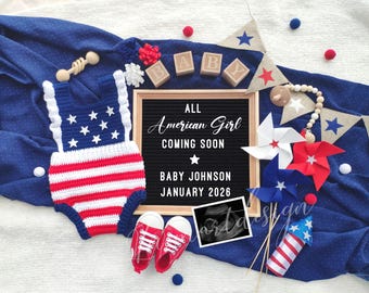 4th of July Pregnancy Announcement: Editable Canva Template (Digital Download