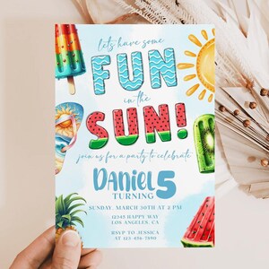Summer Birthday Invitation: Fun in the Sun, Popsicle & Watermelon (Editable Template) image 9