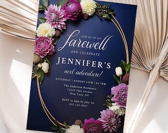 Floral Farewell Invitation Template: Editable Going Away Party (Digital Download)