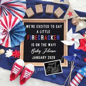 4th of July Pregnancy Announcement: Editable Canva Template (Digital Download)