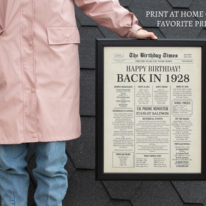 Back in 1928 UK 95th Birthday Gift, 1928 Newspaper Sign, BRITISH 1928 ...