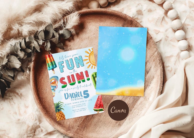 Summer Birthday Invitation: Fun in the Sun, Popsicle & Watermelon (Editable Template) image 10