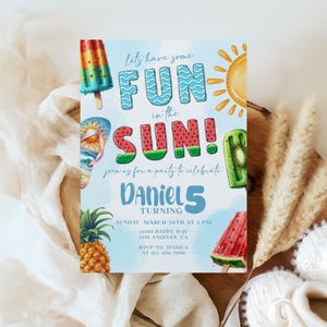Summer Birthday Invitation: Fun in the Sun, Popsicle & Watermelon (Editable Template) image 8
