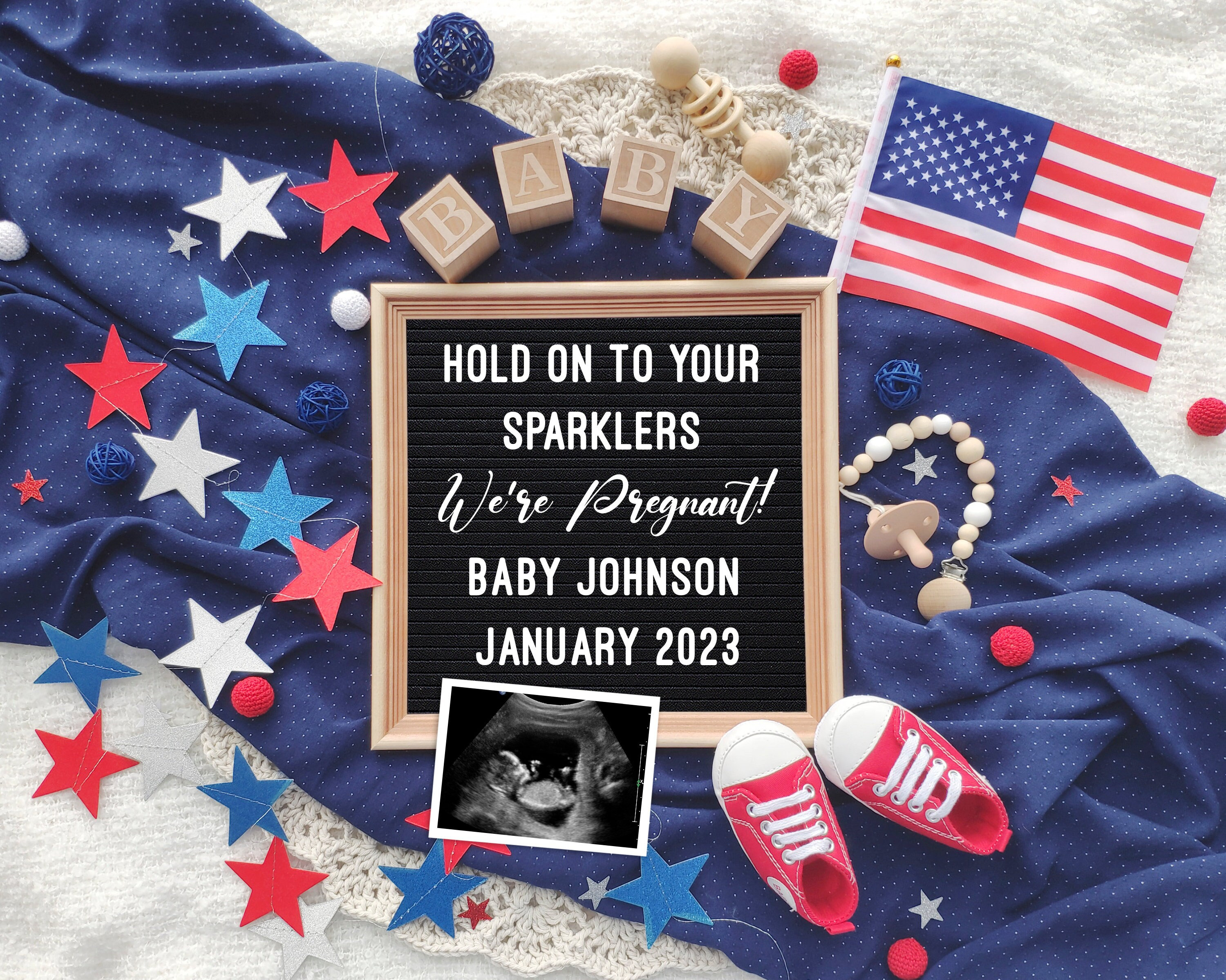 4th of july baby annoucement tee
