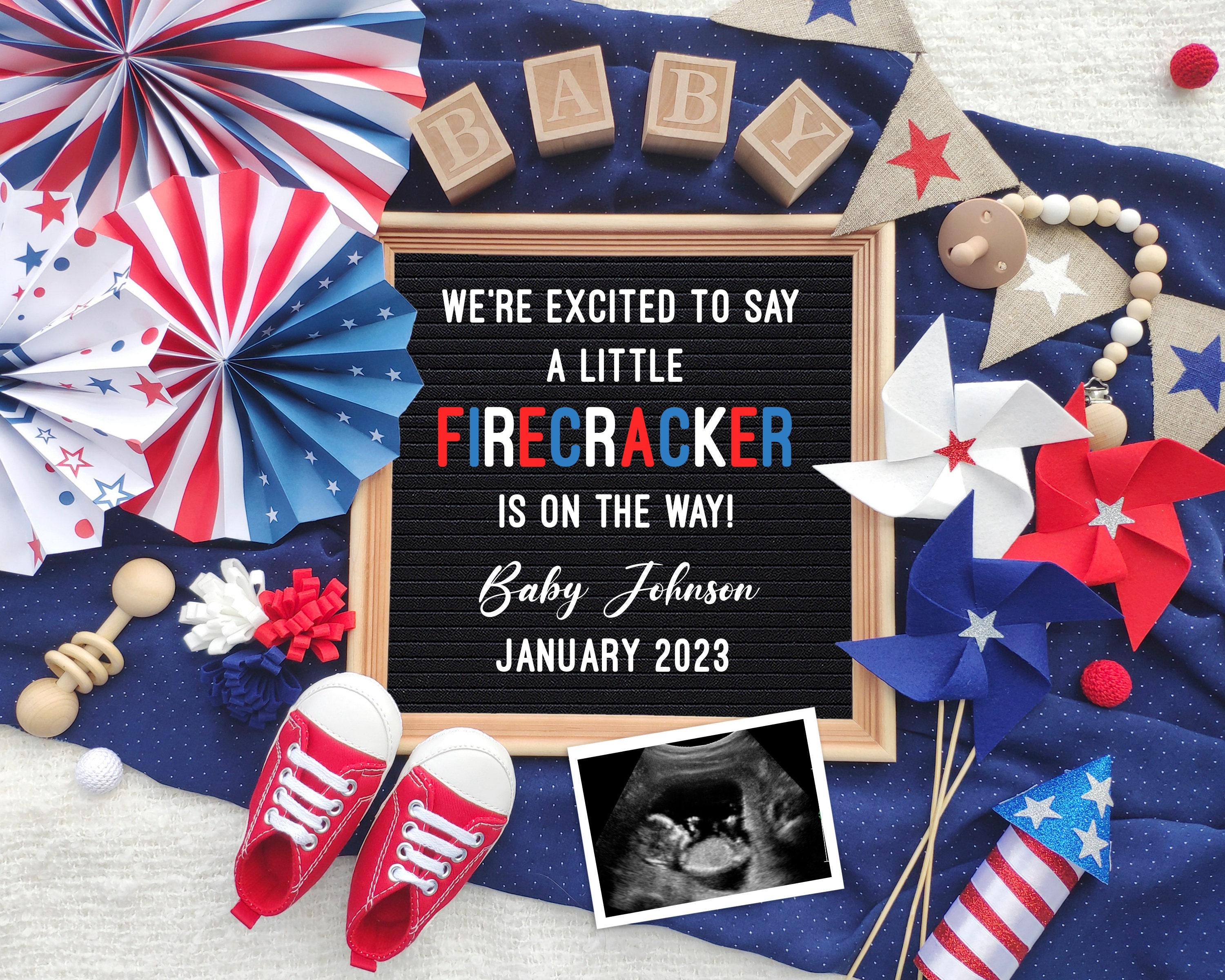 4th of July Pregnancy Announcement Digital 4th of July Baby - Etsy