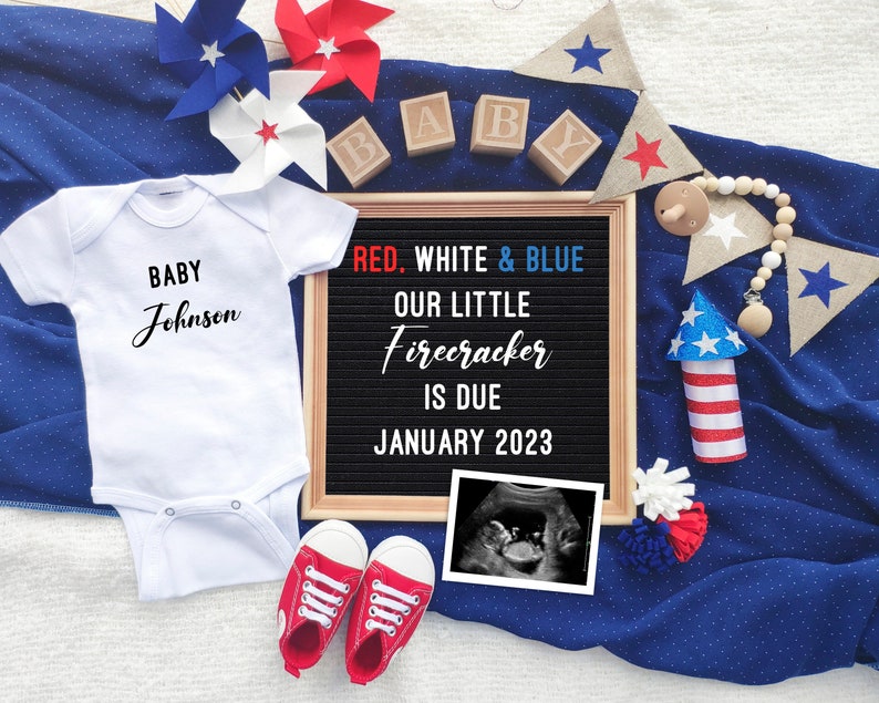 4th of July Pregnancy Announcement Digital 4th of July Baby - Etsy