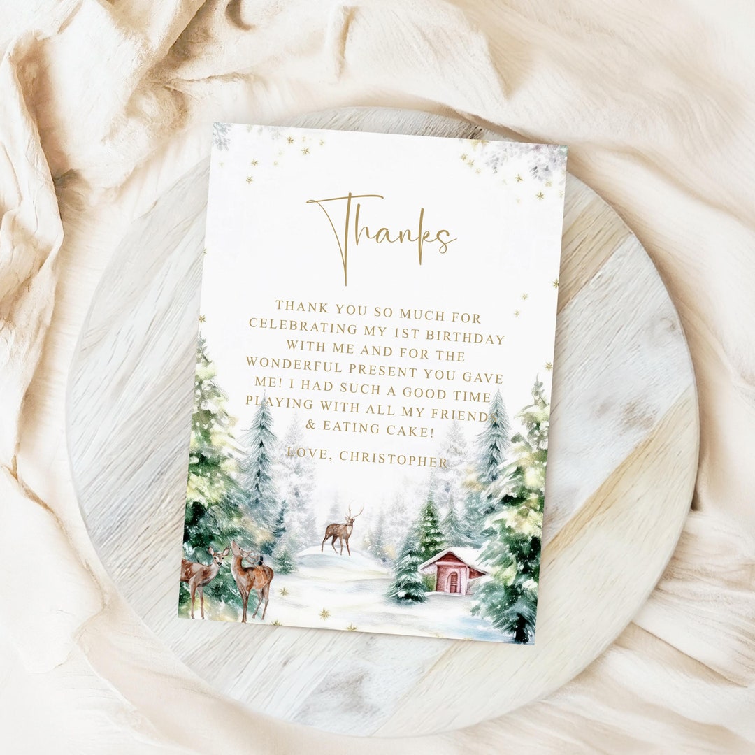 Winter Onederland Thank You Template, Onederland 1st Birthday Thank You ...