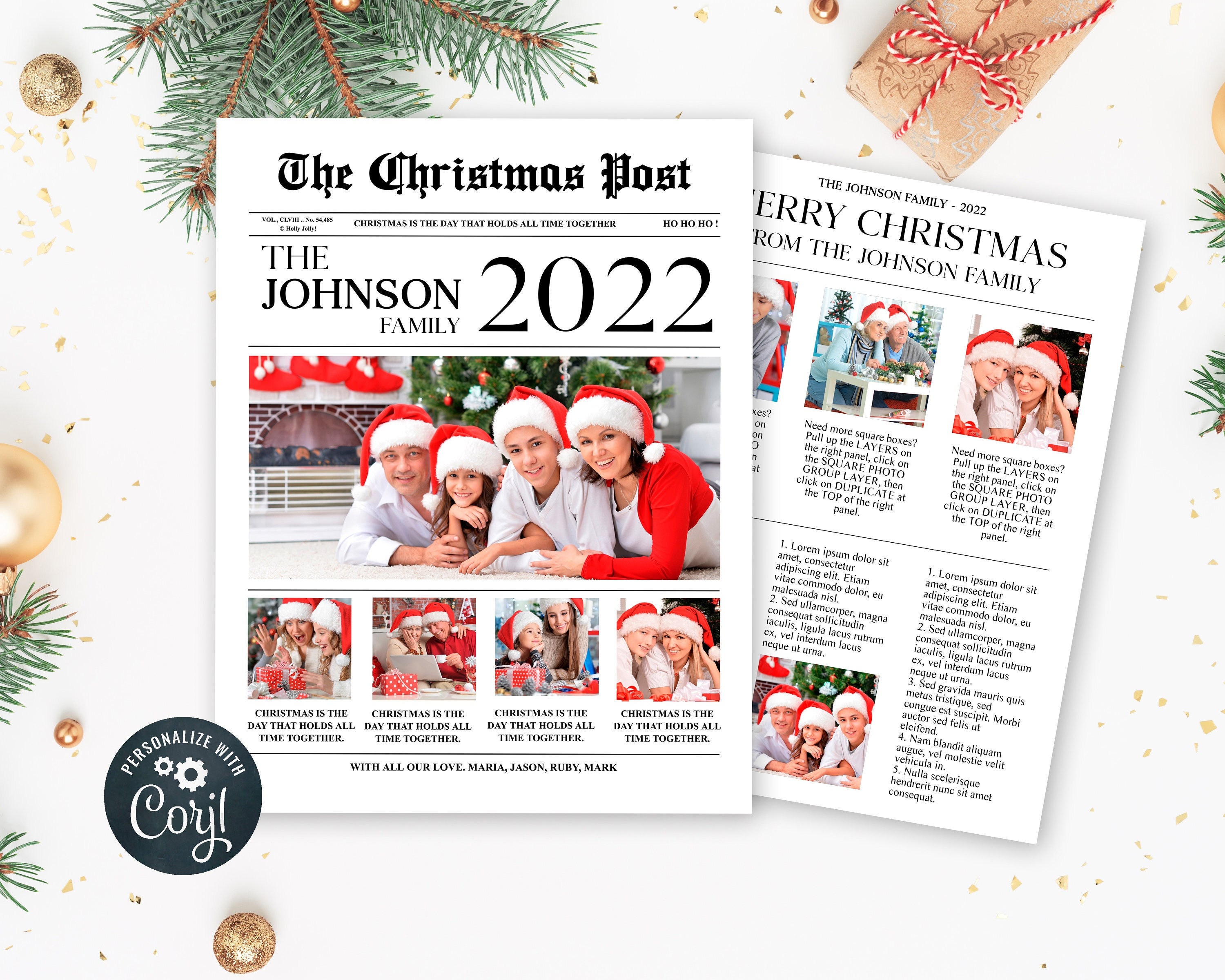 Christmas Newsletter Template Editable Year in Review Etsy
