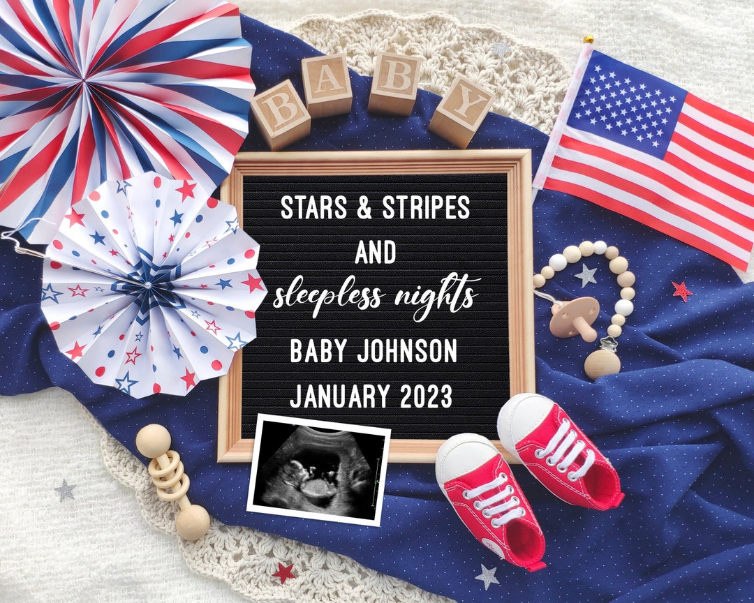 4th of July Pregnancy Announcement for Social Media, Patriotic Baby ...