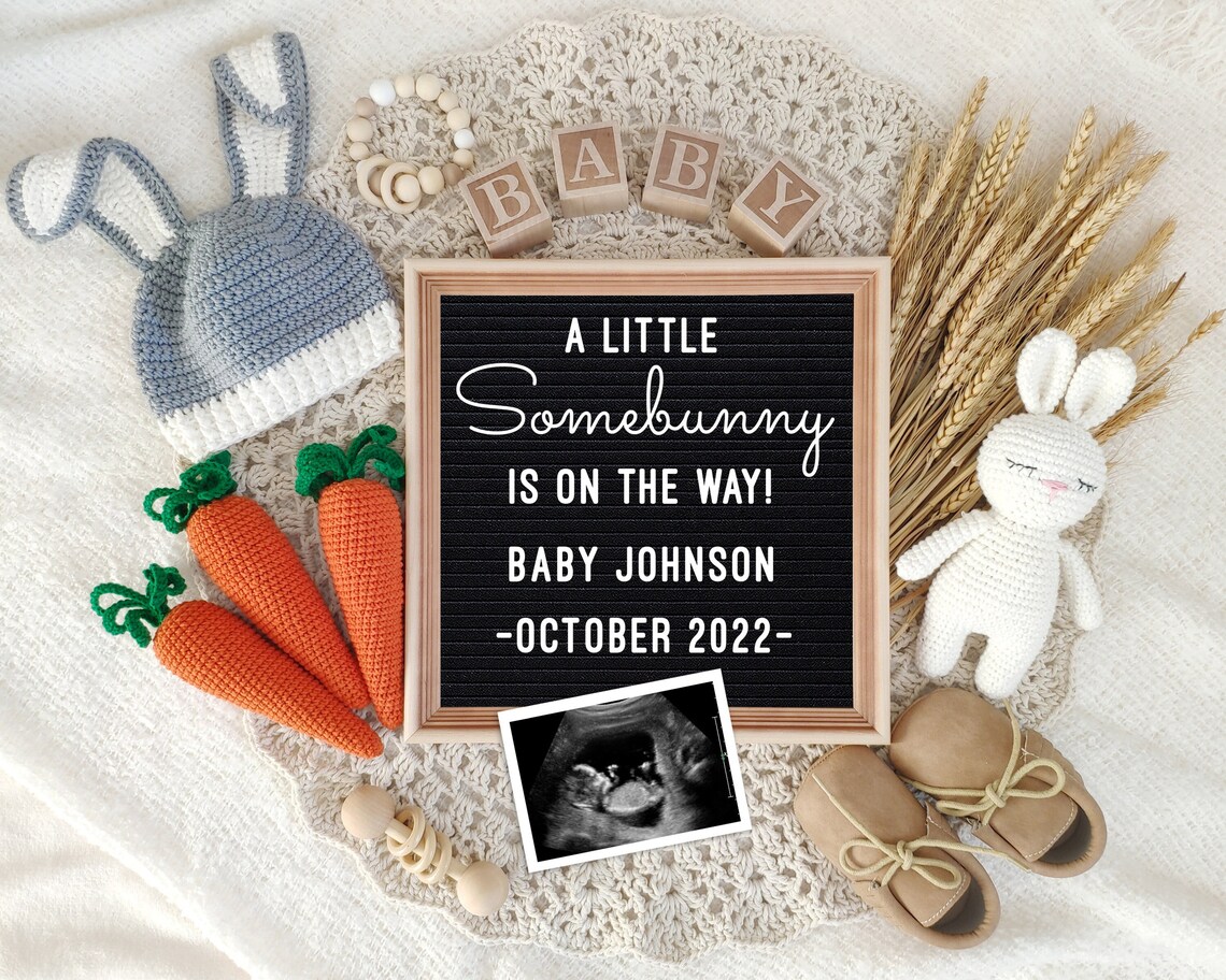 Easter Baby Announcement Digital Bunny Pregnancy Announcement Etsy