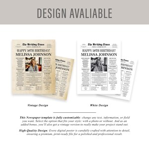 50th Birthday Newspaper Poster: 1975 Vintage Canva Template (Digital) image 6