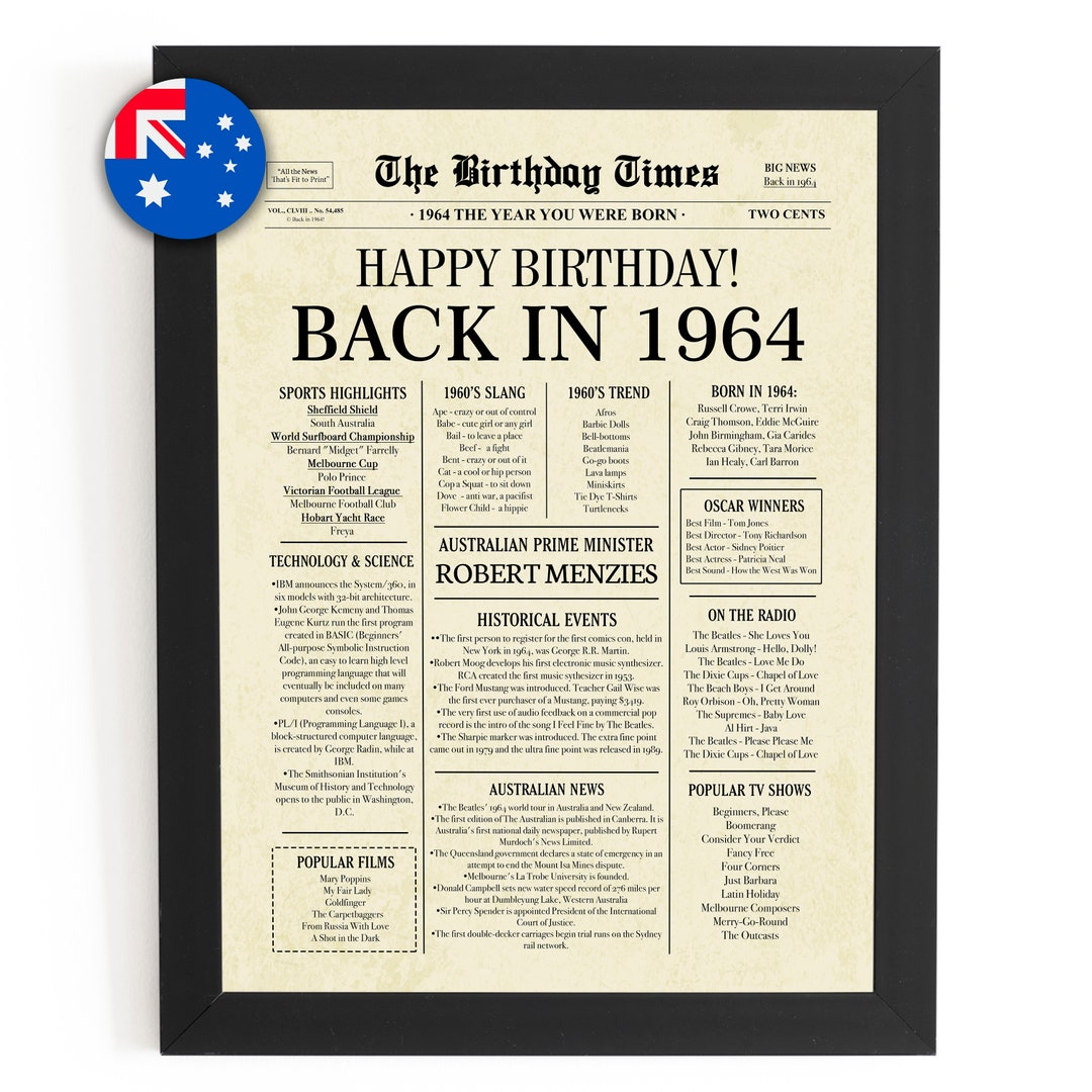 1964 AUSTRALIA 60th Birthday Newspaper - Il 1080xN.5664476272 Phkr 