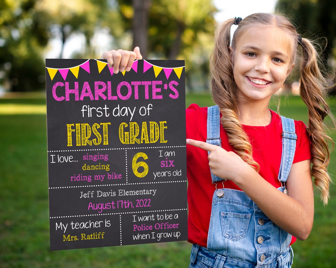 First Day of School Sin Printable Editable First Day of - Etsy