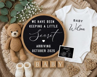 Neutral Pregnancy Announcement: Editable Baby Reveal Template (Canva)