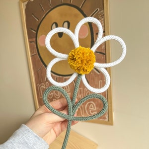 Daisy knitted wire flower / knitted daisy wire words / knitted flower / daisy wire sign / wire words