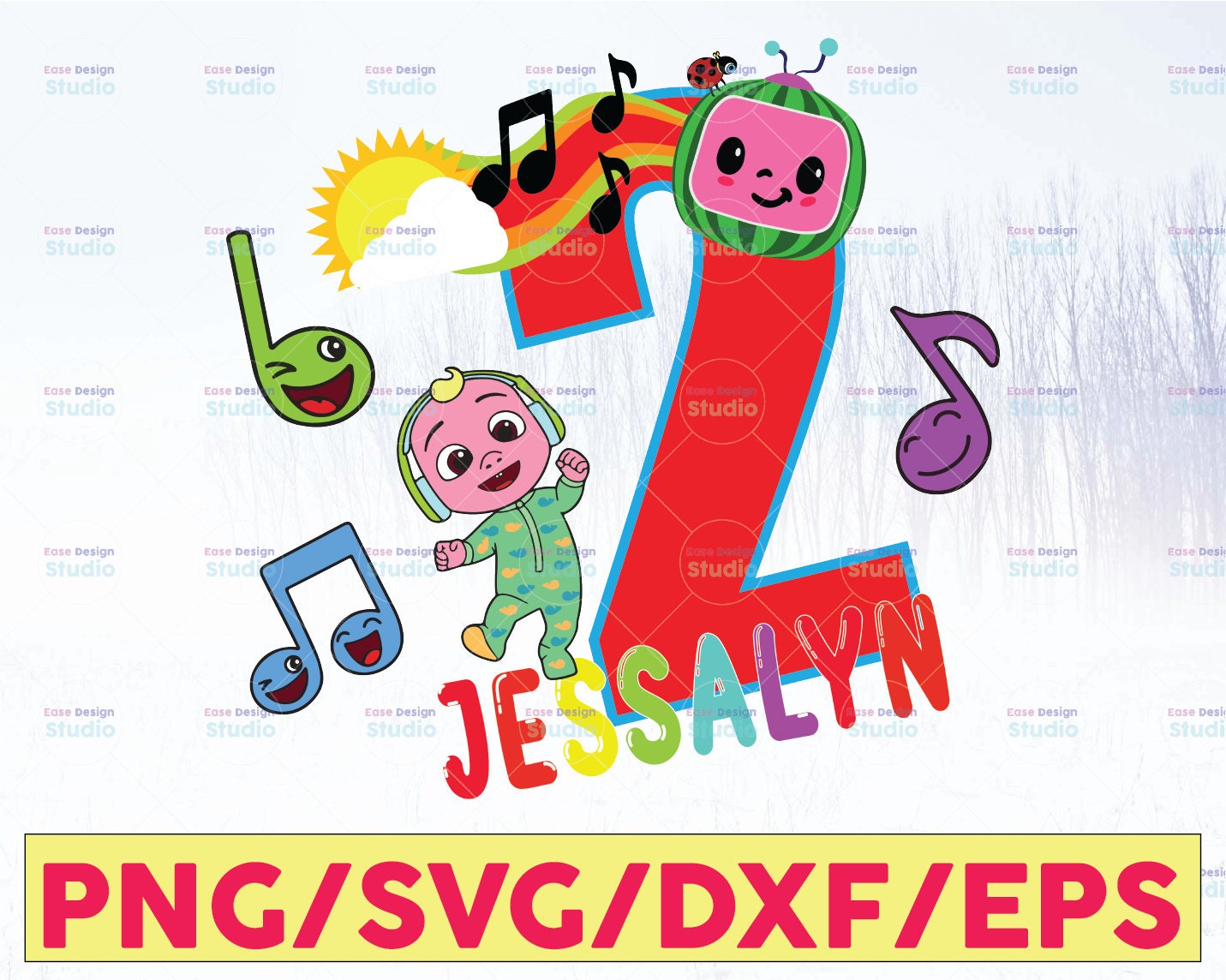 Cocomelon Personalized Name And Ages Birthday SVG PNG | Etsy