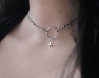 Lunar Strike Choker | Adjustable Chain Silver Gold Alternative Star Celestial Necklace Alt grunge y2k egirl edgy aesthetic