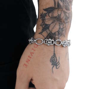 Divine Binding | Edgy Chain Bracelet | Intricate Stainless Steel Jewelry | Punk Grunge Alt Style | Streetwear Layering Jewelry for Him/Her