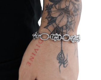 Divine Binding | Edgy Chain Bracelet | Intricate Stainless Steel Jewelry | Punk Grunge Alt Style | Streetwear Layering Jewelry for Him/Her