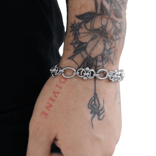 Divine Binding | Edgy Chain Bracelet | Intricate Stainless Steel Jewelry | Punk Grunge Alt Style | Streetwear Layering Jewelry for Him/Her