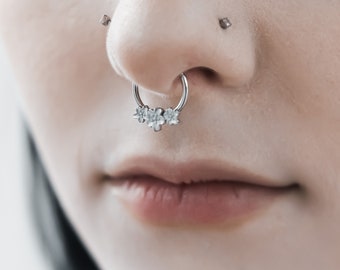 Sakura Septum Clicker Ring | Dainty Flower Body Jewellery Daith Piercing Surgical Steel Anime Japanese Inspired Alternative Style