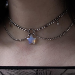 Starglow | Layered Choker with Iridescent Star | Celestial Alt Jewelry | Dreamy Star Choker | Kawaii Fantasy Necklace Gift