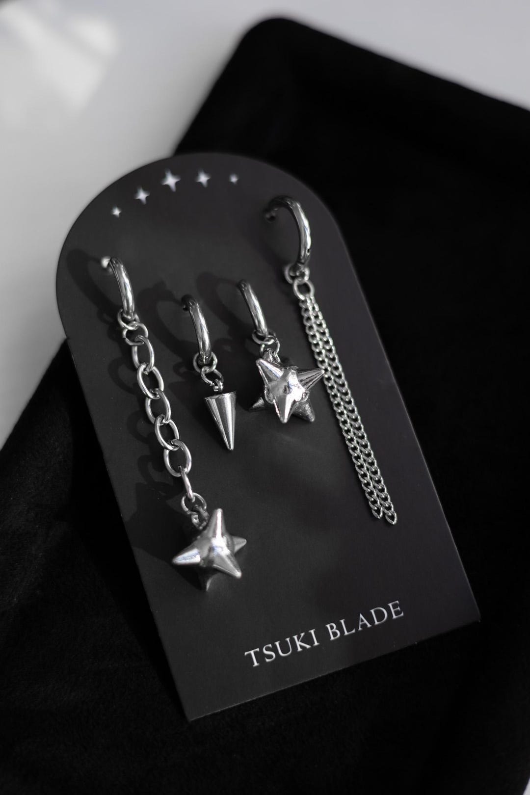 Chaosbringer | Set of 4 Flail Drop Earrings With Spikes & Chains | Gothic Alt Jewelry | Punk Grunge Earrings | Dark Fantasy Statement Gift - Etsy Japan