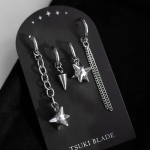 Chaosbringer | Set of 4 Flail Drop Earrings with Spikes & Chains | Gothic Alt Jewelry | Punk Grunge Earrings | Dark Fantasy Statement Gift