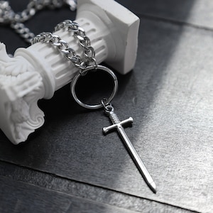 Honor | O-Ring Sword Choker Necklace | Stainless Steel Alt Jewelry | Punk Gothic Necklace | Witchy Dark Fantasy Streetwear Gift