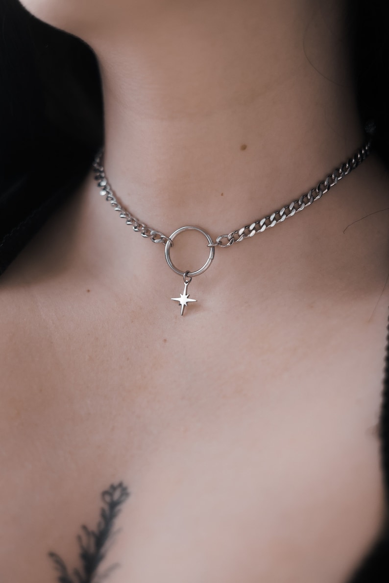 Lunar Strike Choker Adjustable Chain Silver Gold Alternative Star Celestial Necklace Alt grunge y2k egirl edgy aesthetic image 7