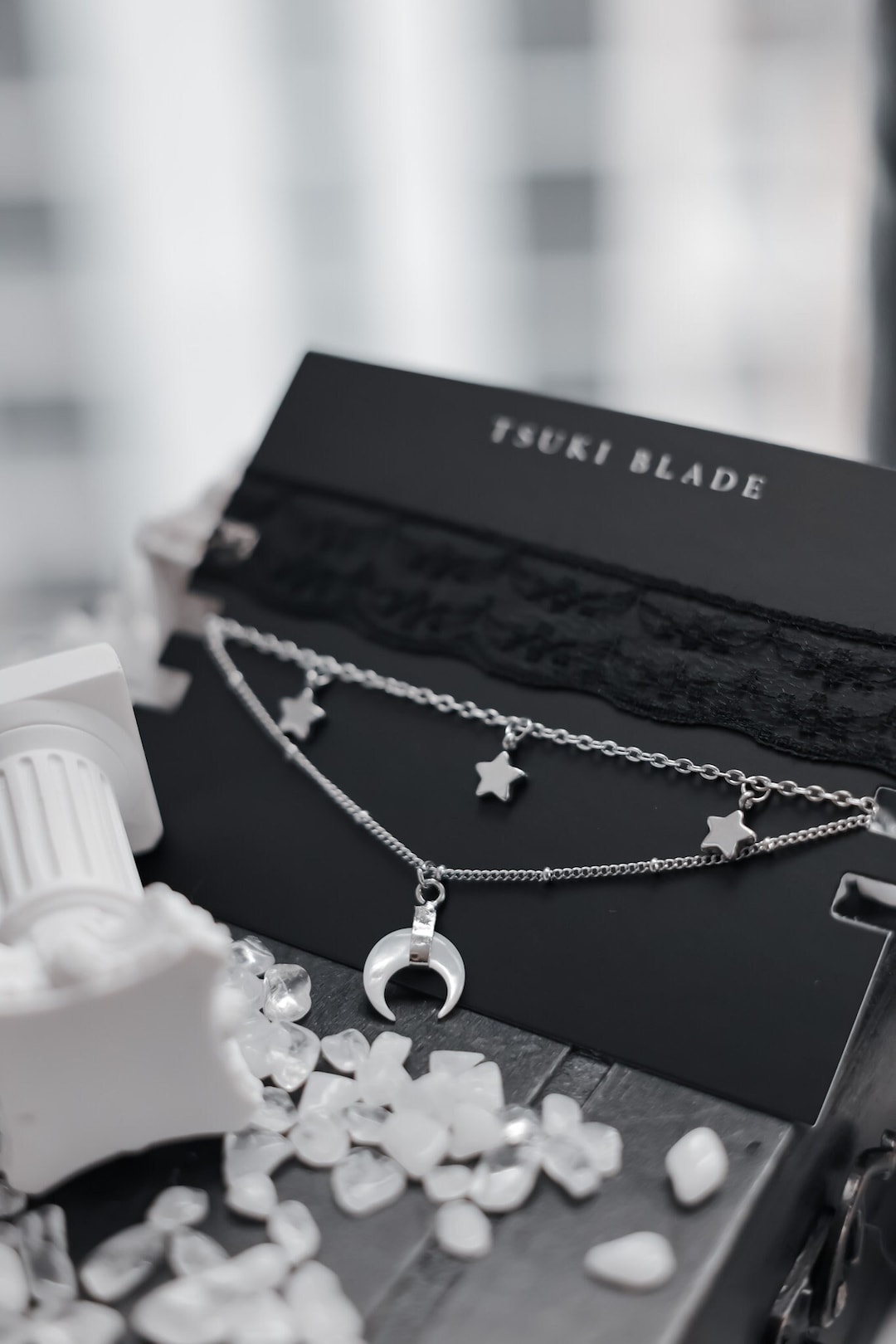 Celestine Moon | Set of 3 Lace, Stars & Moon Necklaces | Celestial Alt Jewelry | Witchy Fantasy Necklace Set | Dark Aesthetic Gift - Etsy Japan