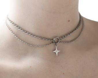 Astral | Layered Dainty Star Necklace | Stainless Steel Celestial Jewelry | Minimalist Alt Necklace | Witchy Everyday Aesthetic Gift