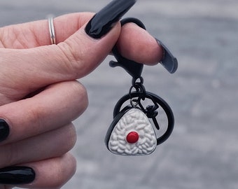 Onigiri Keychain | Kawaii Sushi Cute Monotonous Contrast Aesthetic Black Multi Ring Accessory Key Ring