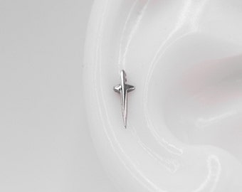 Sword Piercing 16g Flatback Stud | Antiallergenic Piercing Grade Threaded Jewellery For Cartilage Tragus Helix Alt Grunge y2k Edgy Aesthetic