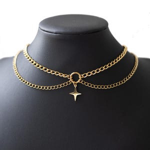 Collar Astral / Collar de Estrella Delicada en Capas / Joyería Celestial de Acero Inoxidable / Collar Alternativo Minimalista / Regalo Estético Mágico para el Día a Día