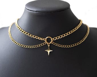 Astral | Layered Dainty Star Necklace | Stainless Steel Celestial Jewelry | Minimalist Alt Necklace | Witchy Everyday Aesthetic Gift