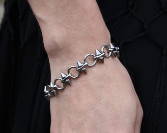 Kriegskette Armband | Edelstahl Spike Alternative Gothic Statement verstellbare Armband | Edgy Geschenk für ihn | Nieten Kette