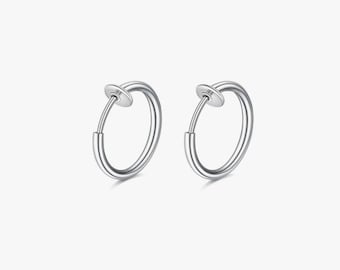 Classic Clip-On Hoops | Hypoallergenic 316L Stainless Steel | Faux Earrings