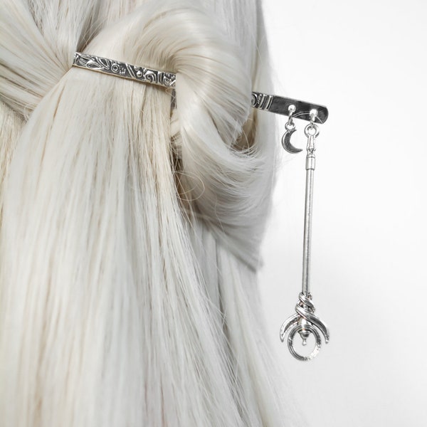 Sorceress Kanzashi Hair Stick | Japanese Inspired Anime Alternative Silver Hair Jewellery Fantasy Grunge y2k alt Kawaii