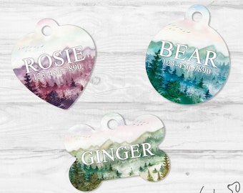 Rustic Dog Tag, Wilderness Pet Tag, Mountains Dog Tag, Personalized Pet tag, Dog Name Tag, Boy Dog Tag For Dog, Watercolor Dog Tag For Dog